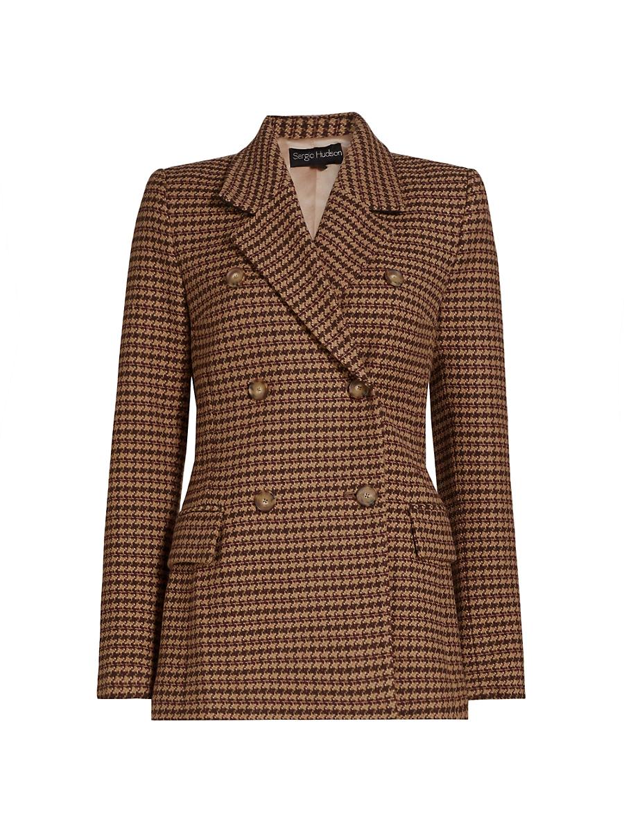 Womens Houndstooth Double-Breasted Blazer Product Image