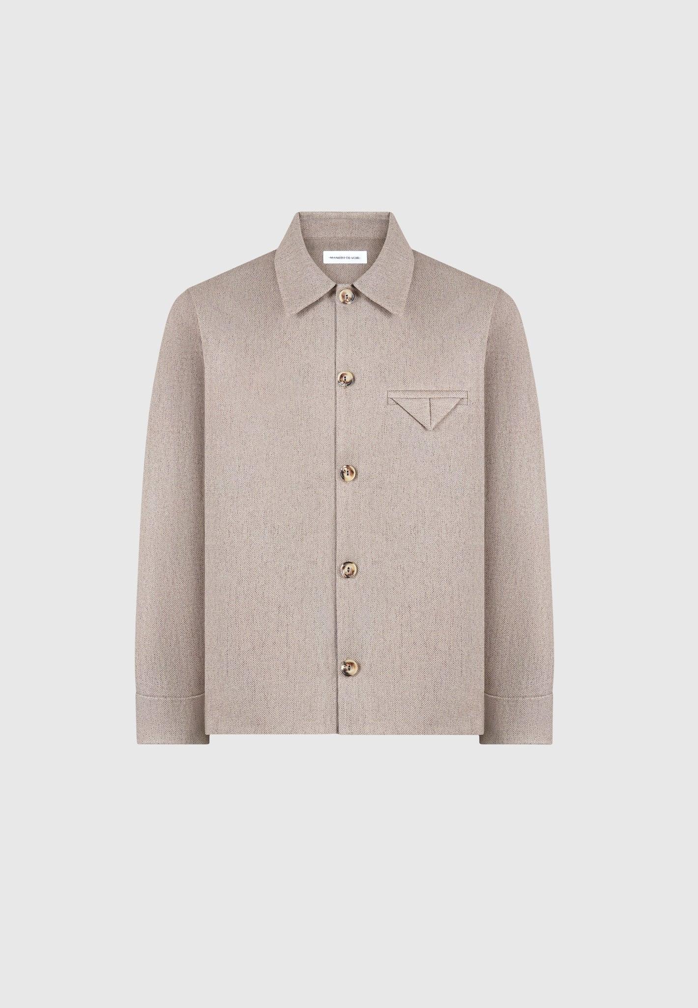 Leo - Textured Tailored Long Sleeve Overshirt - Taupe Male Product Image