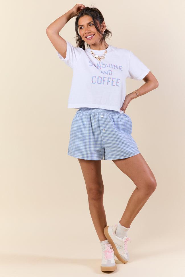 Sunshine And Coffee Floral White Boxy Graphic Tee SALE Product Image