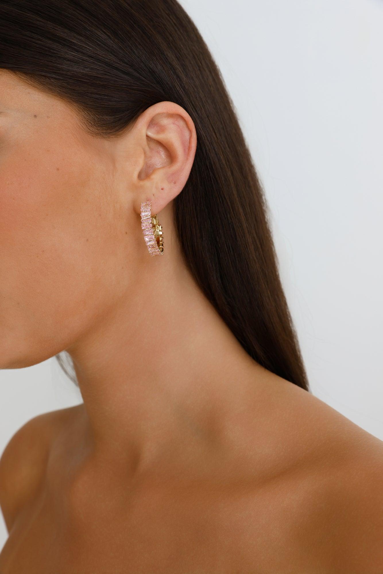 Rose Crystal Earrings Gold Product Image