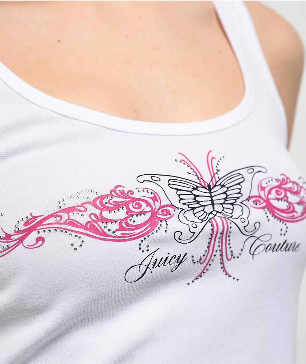 Juicy Couture Butterfly White Crop Tank Top Product Image