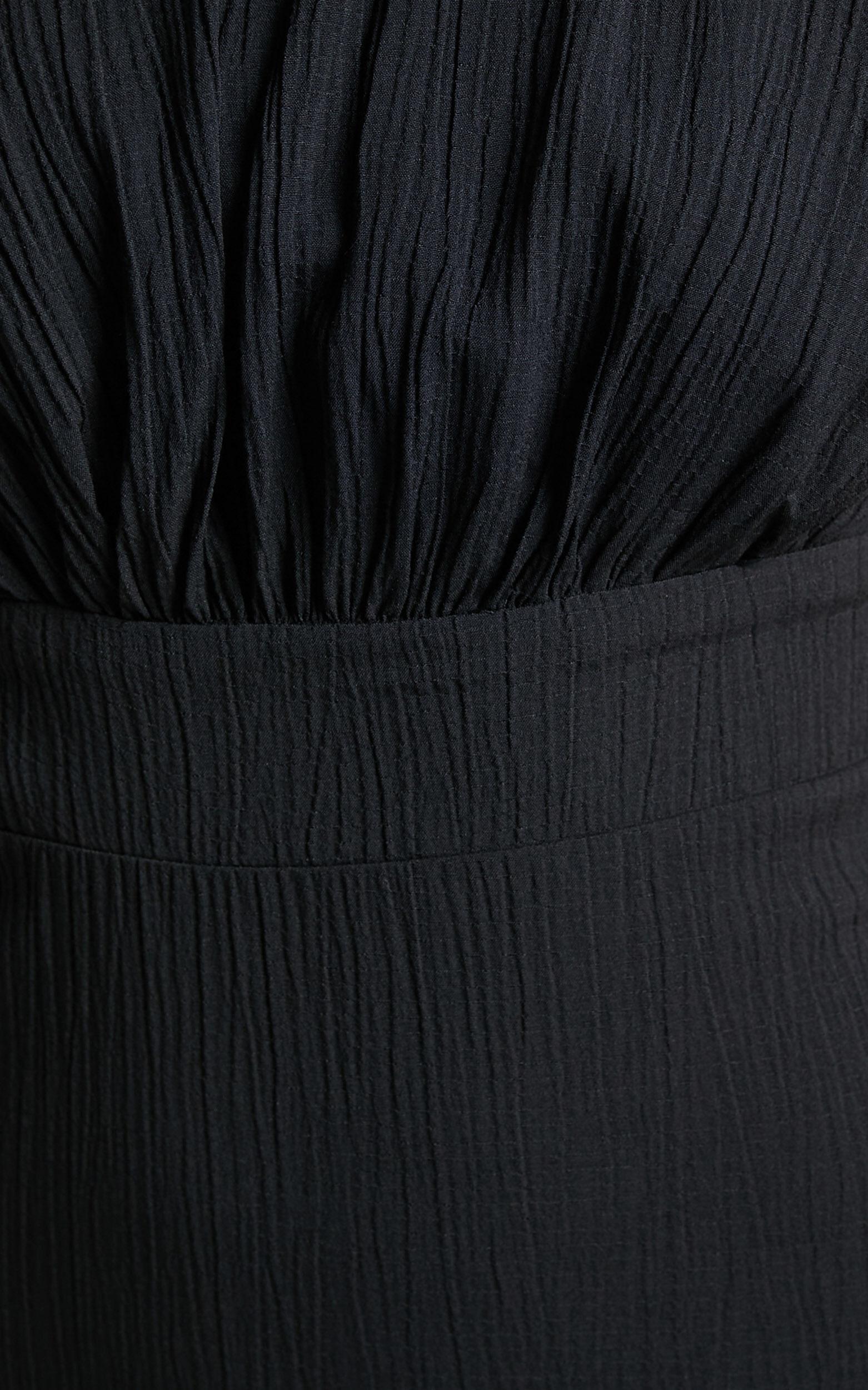 Celestia Midi Dress - Tiered One Shoulder Dress in Black Product Image