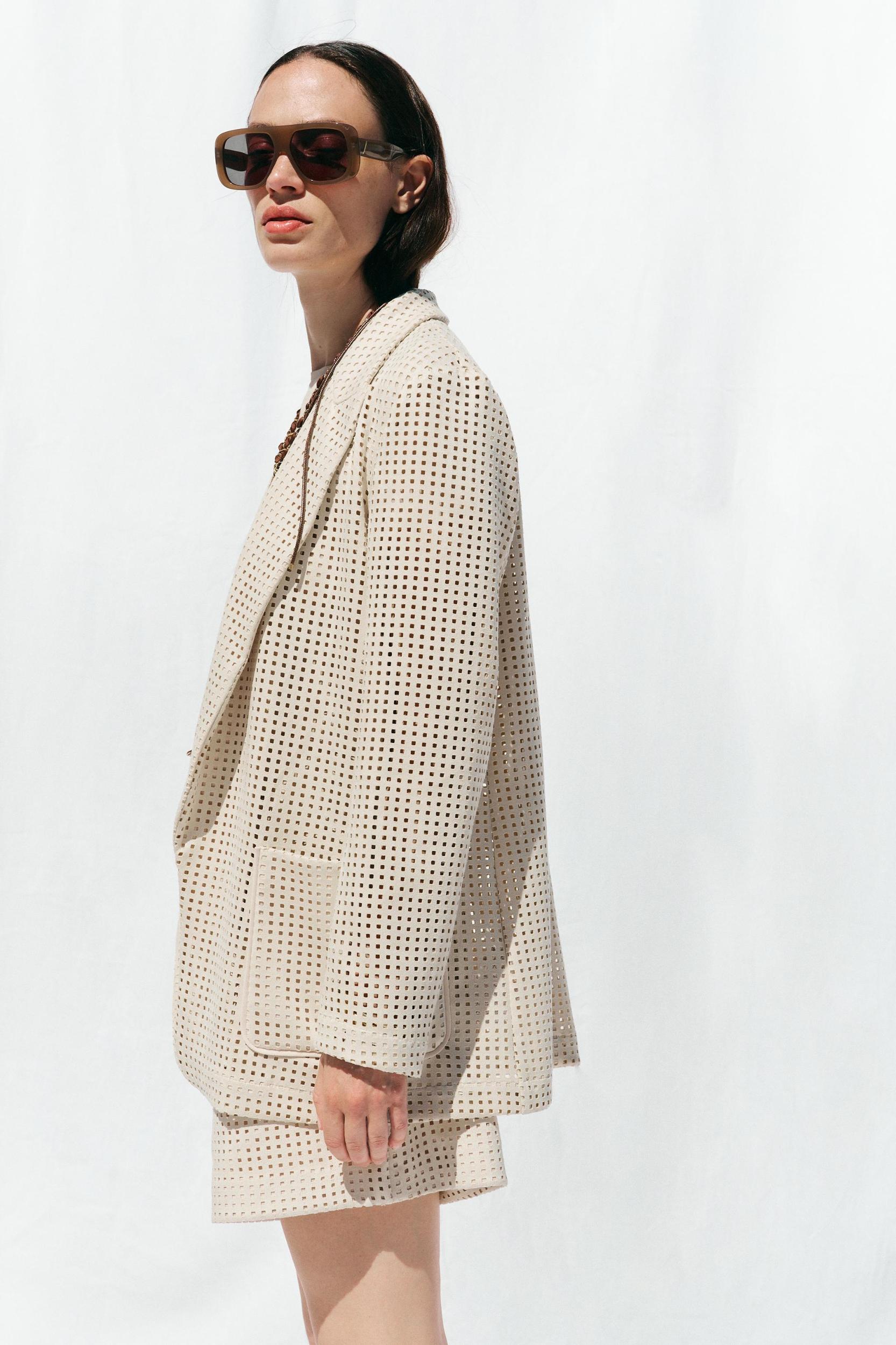 FAUX SUEDE CUTOUT BLAZER Product Image