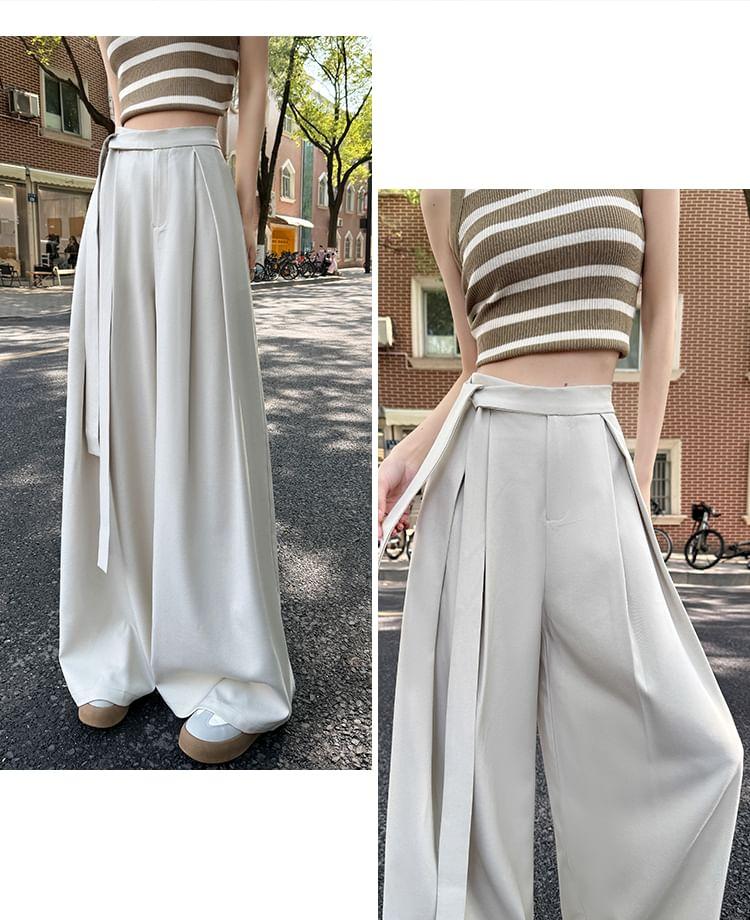 High Waist Plain Wide Leg Suit Pants Product Image