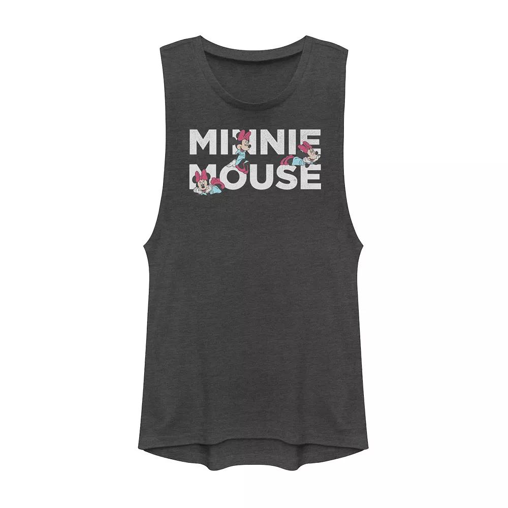 Disney's Mickey & Friends Minnie Mouse Text Portraits Juniors' Muscle Graphic Tank Top, Girl's,  Product Image