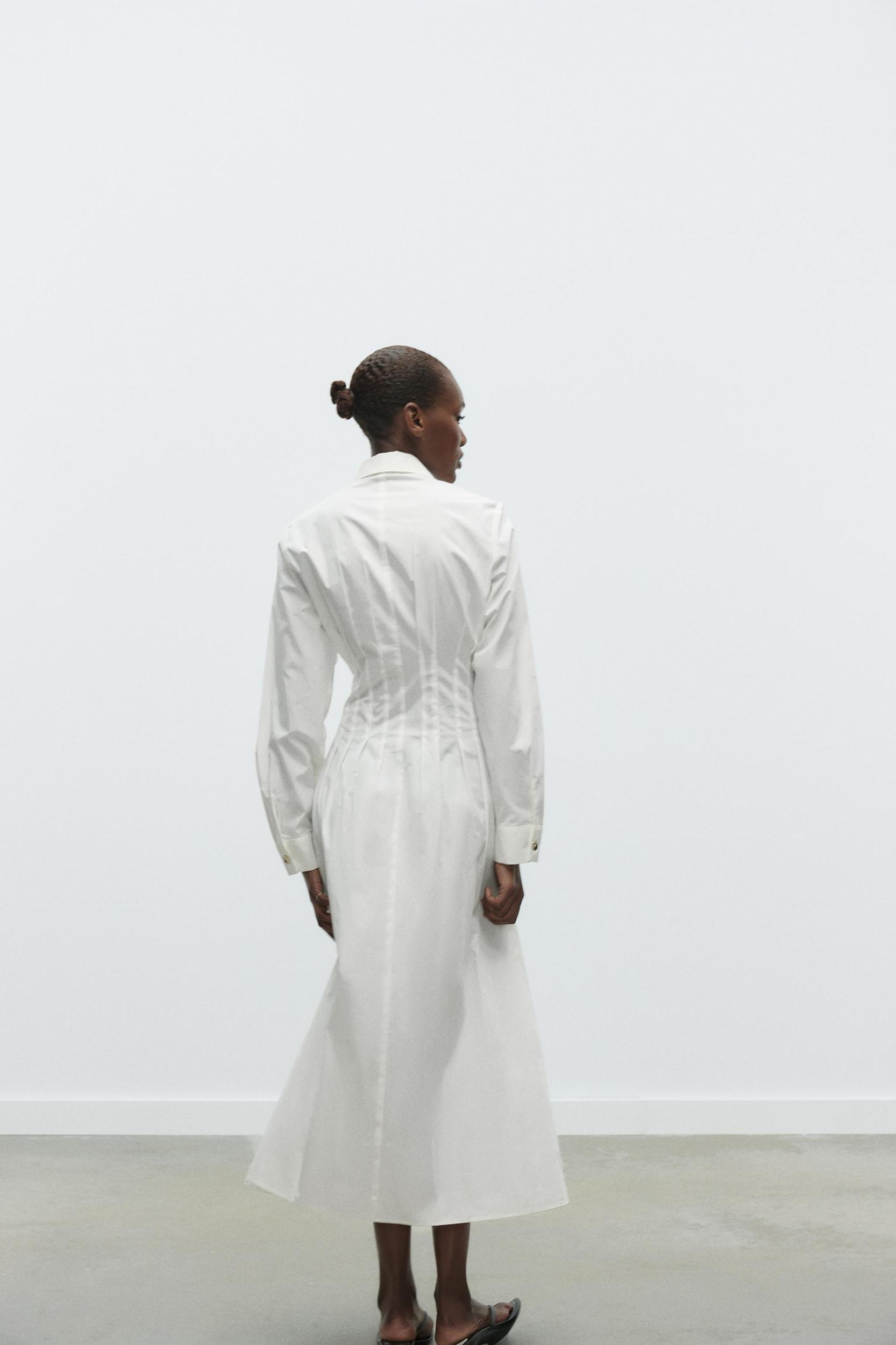 FITTED WAIST POPLIN DRESS Product Image