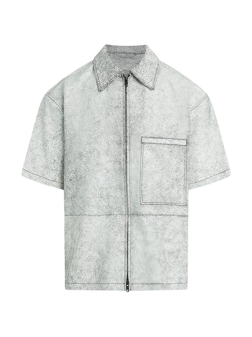 Mens Cracked Leather Zip Shirt Product Image
