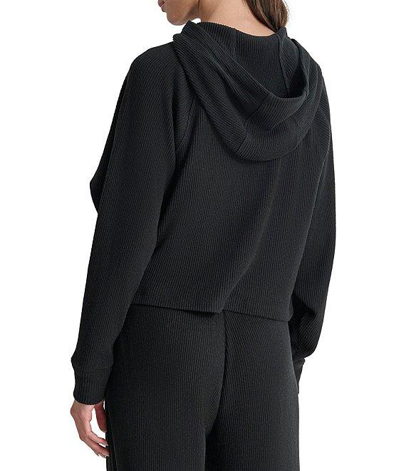 DKNY Sport by Donna Karan Brushed Rib Knit Raglan Sleeve Pullover Hoodie Product Image