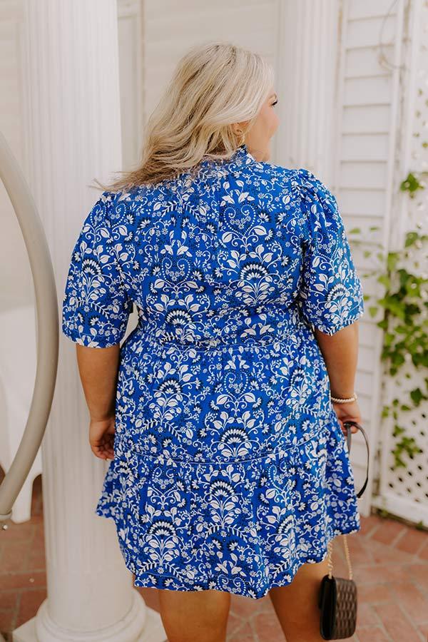 Charmed Feeling Floral Mini Dress in Royal Blue Curves Product Image