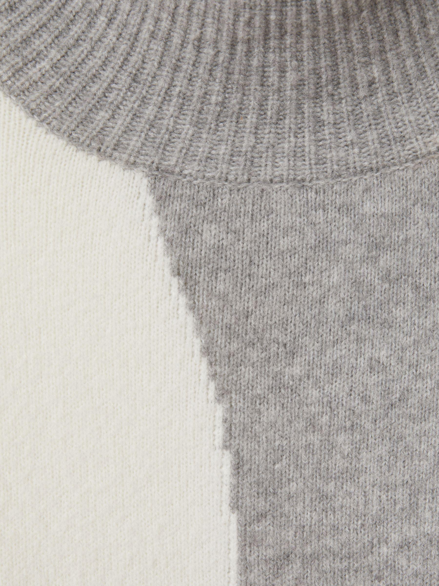 Colourblock Roll Neck Jumper in Ivory/Grey Product Image