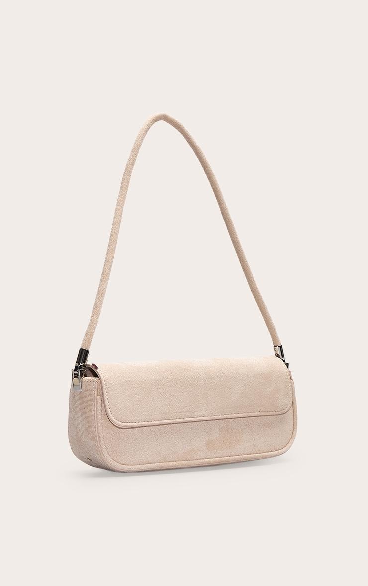 Cream Faux Suede Skinny Elongated Shoulder Bag Product Image