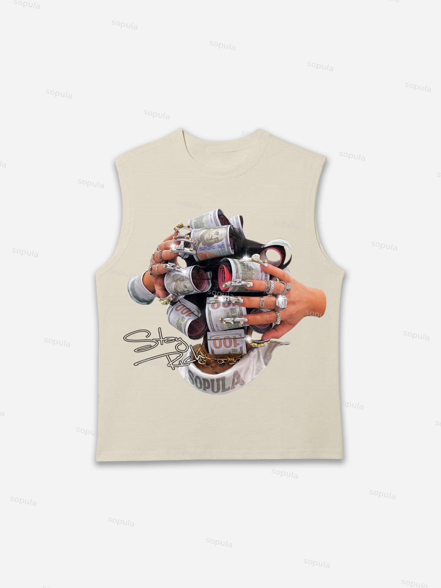 Stay Rich In Street Culture Portrait Graphic Tank Top Product Image