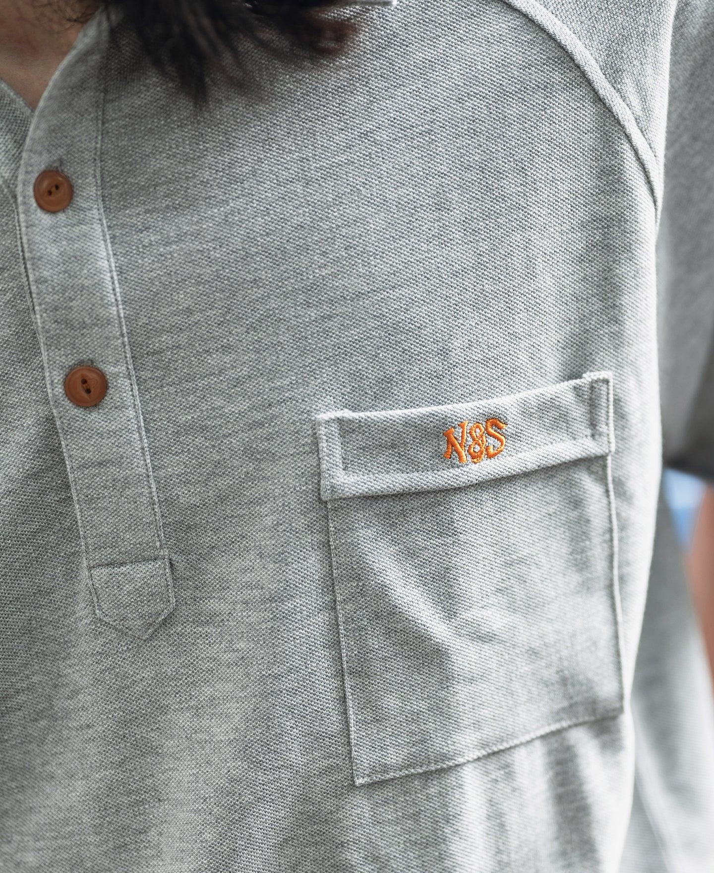 Raglan Sleeve Cotton-Piqué Polo Shirt - Gray Product Image