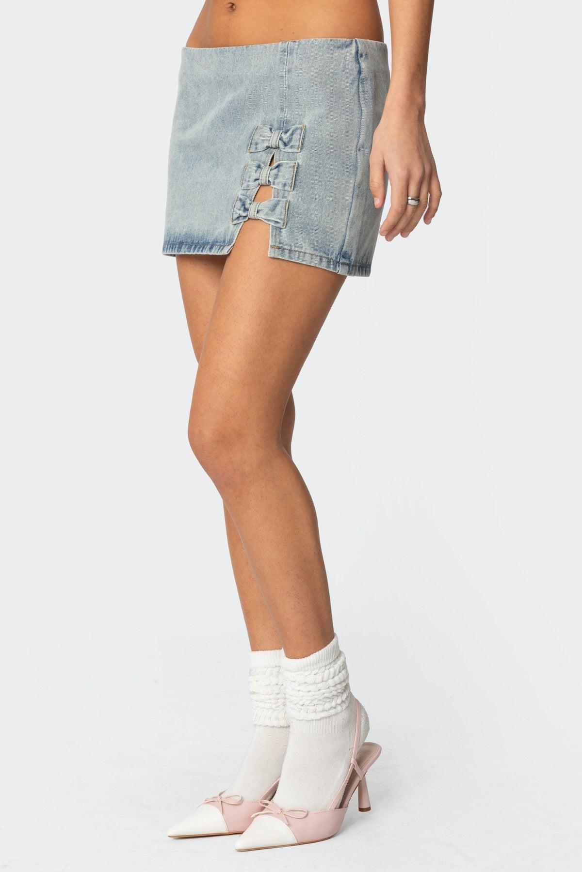 Bowdie Washed Denim Mini Skirt Product Image