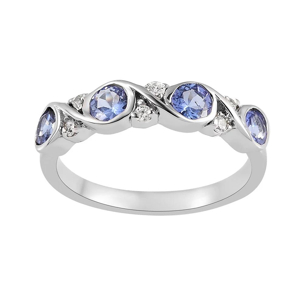 Sterling Silver Tanzanite & White Zircon Ring, Womens Product Image