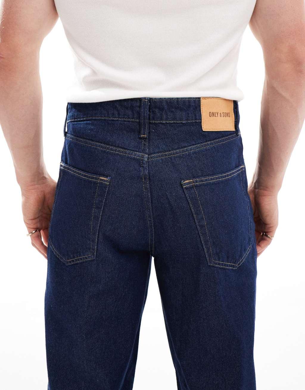 ONLY & SONS baggy fit jeans in indigo Product Image