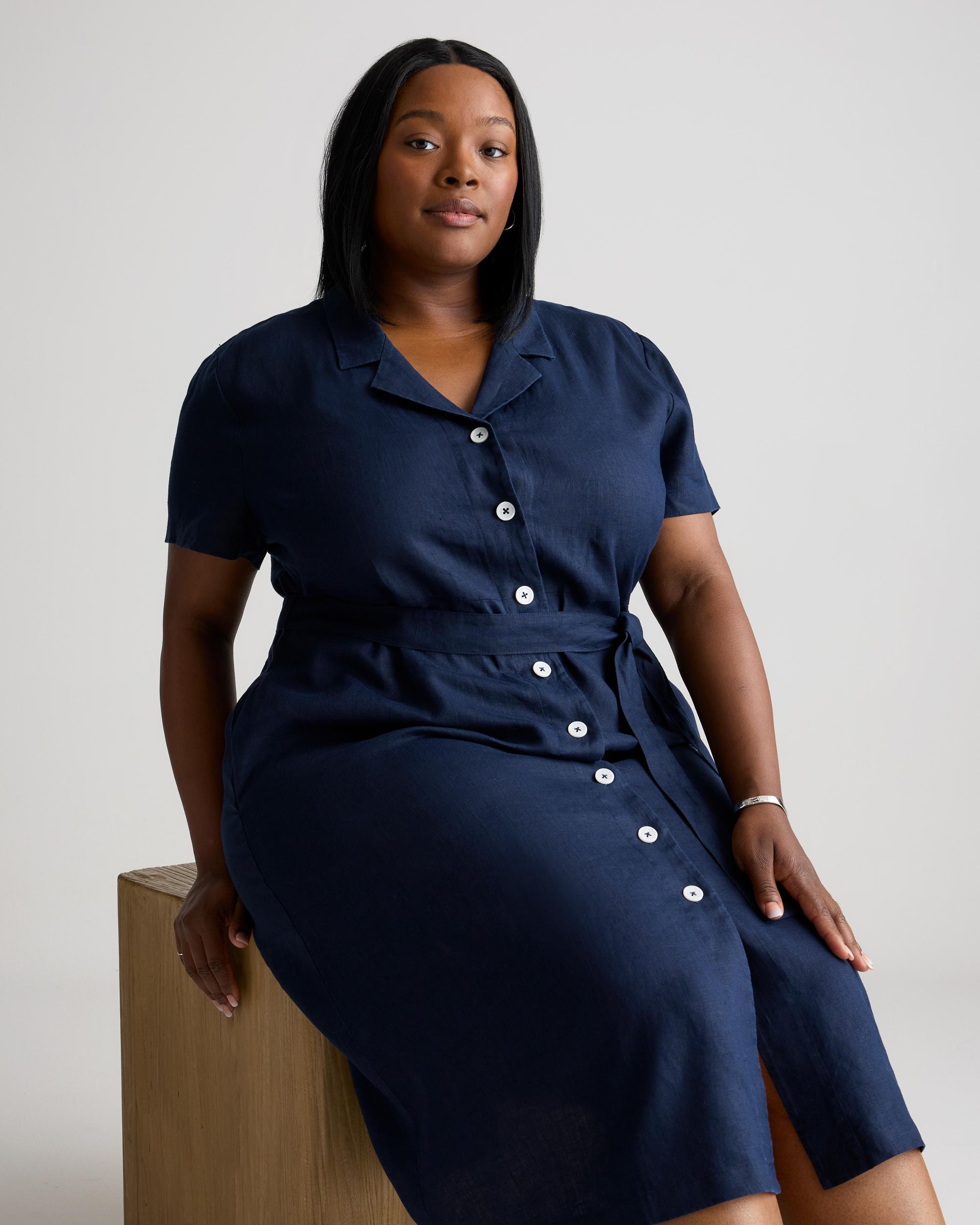 Quince | Women's 100% European Linen Button Front Dress Product Image