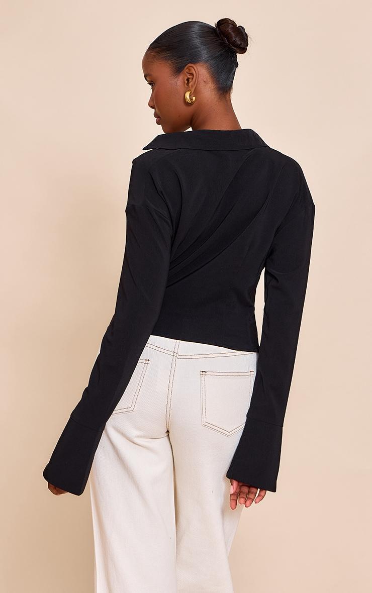 Black Chiffon Cowl Neck Blouse Product Image