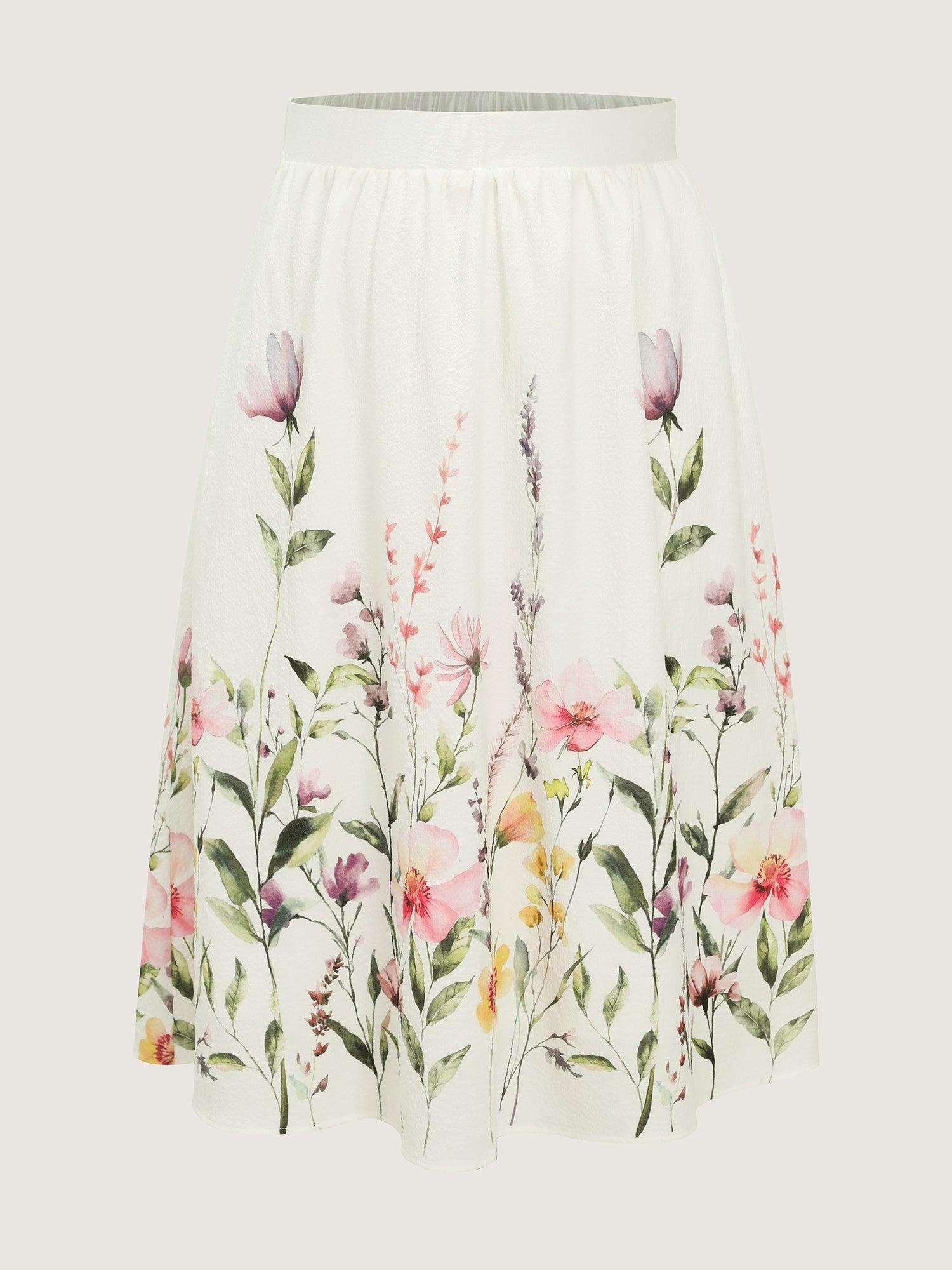 In Bloom Print Flowy Midi Skirt Female Product Image