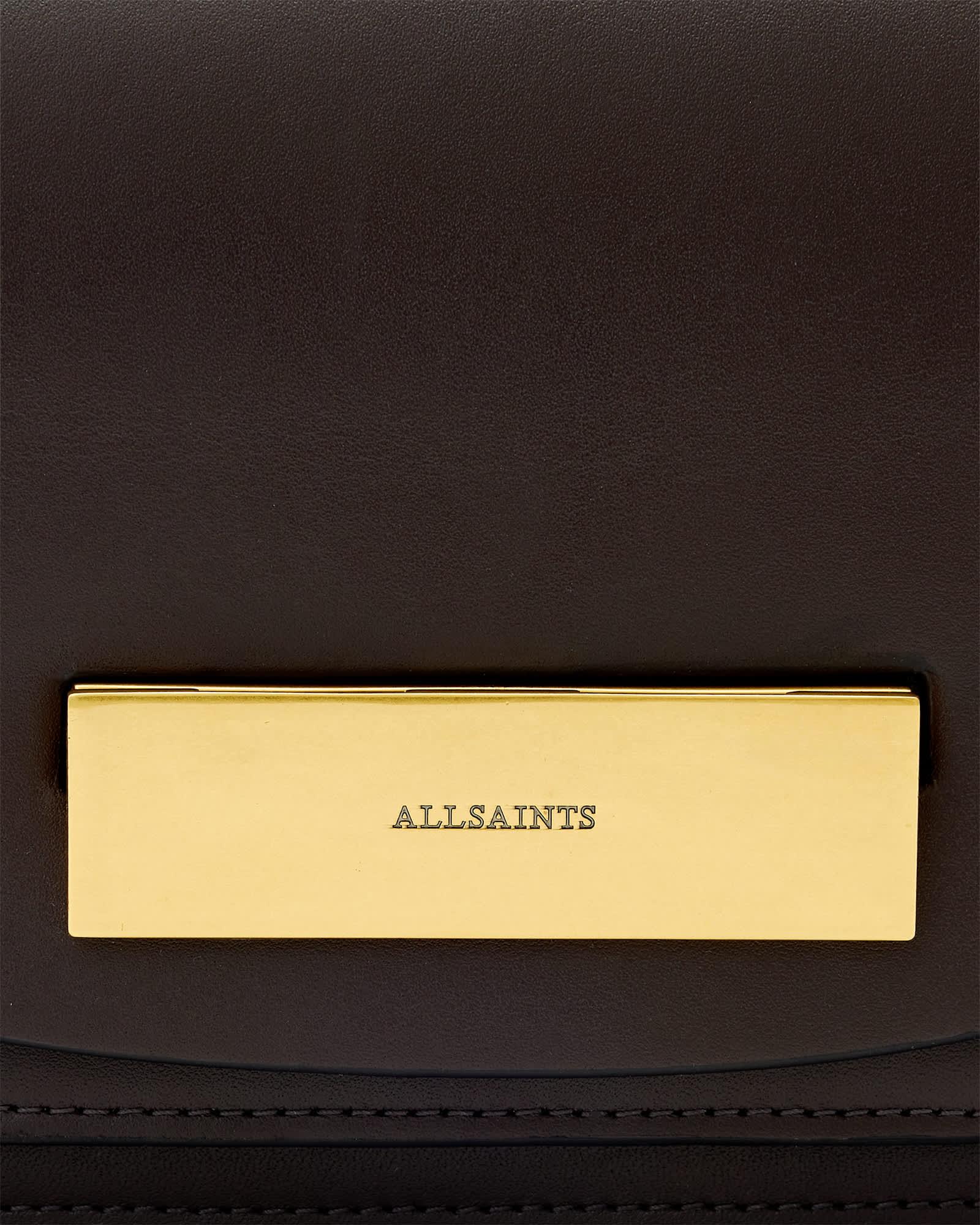 Etta Leather Clutch Bag Bitter Brown | ALLSAINTS US Product Image