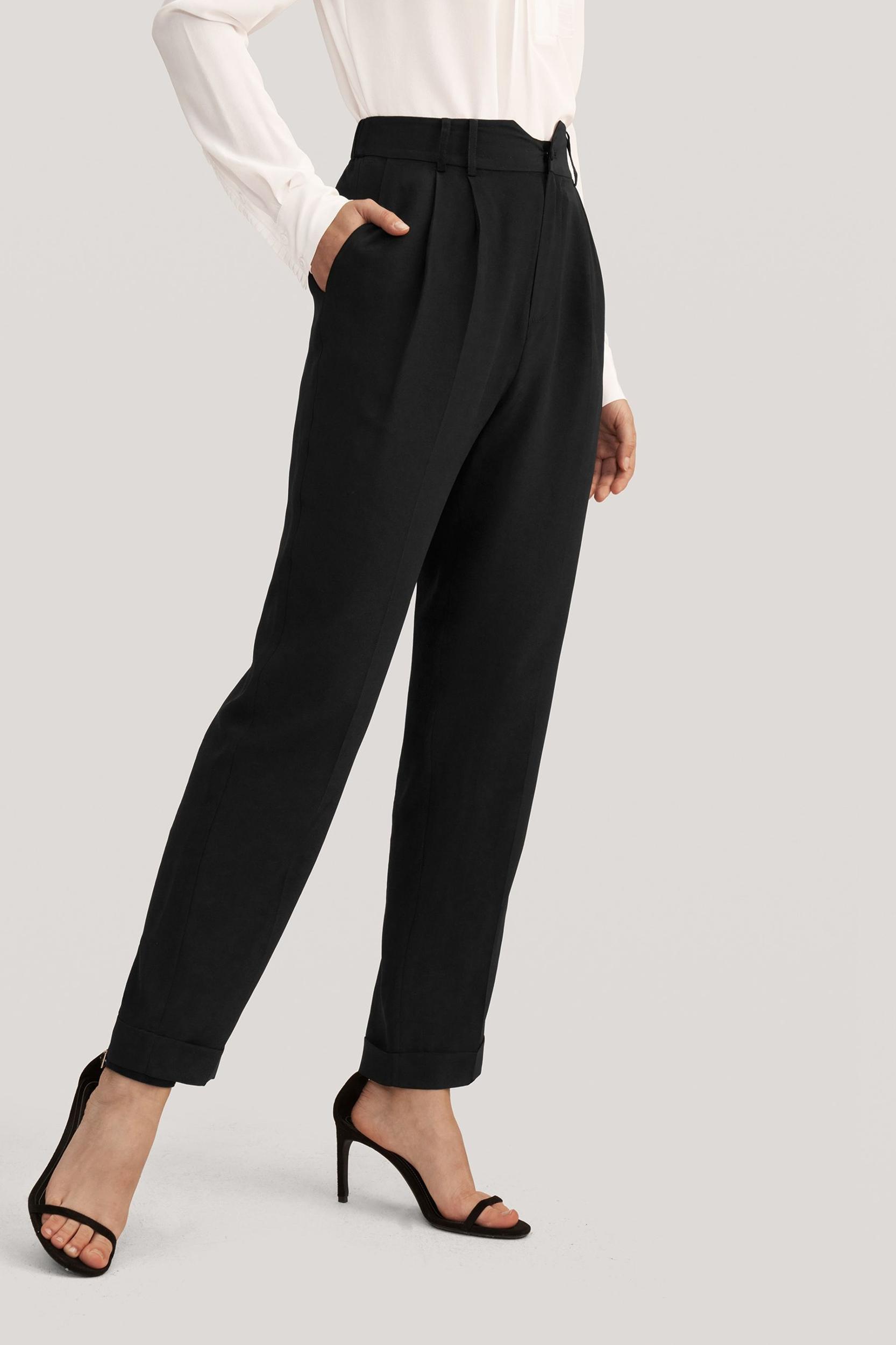 Tucked Tapered Silk Pants Product Image
