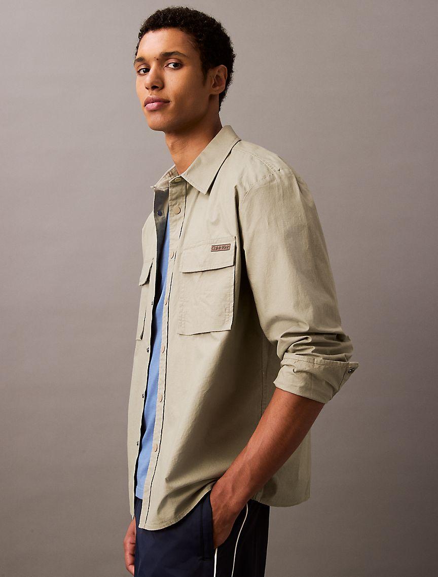 Cotton Ripstop Relaxed Button-Down Shirt Product Image