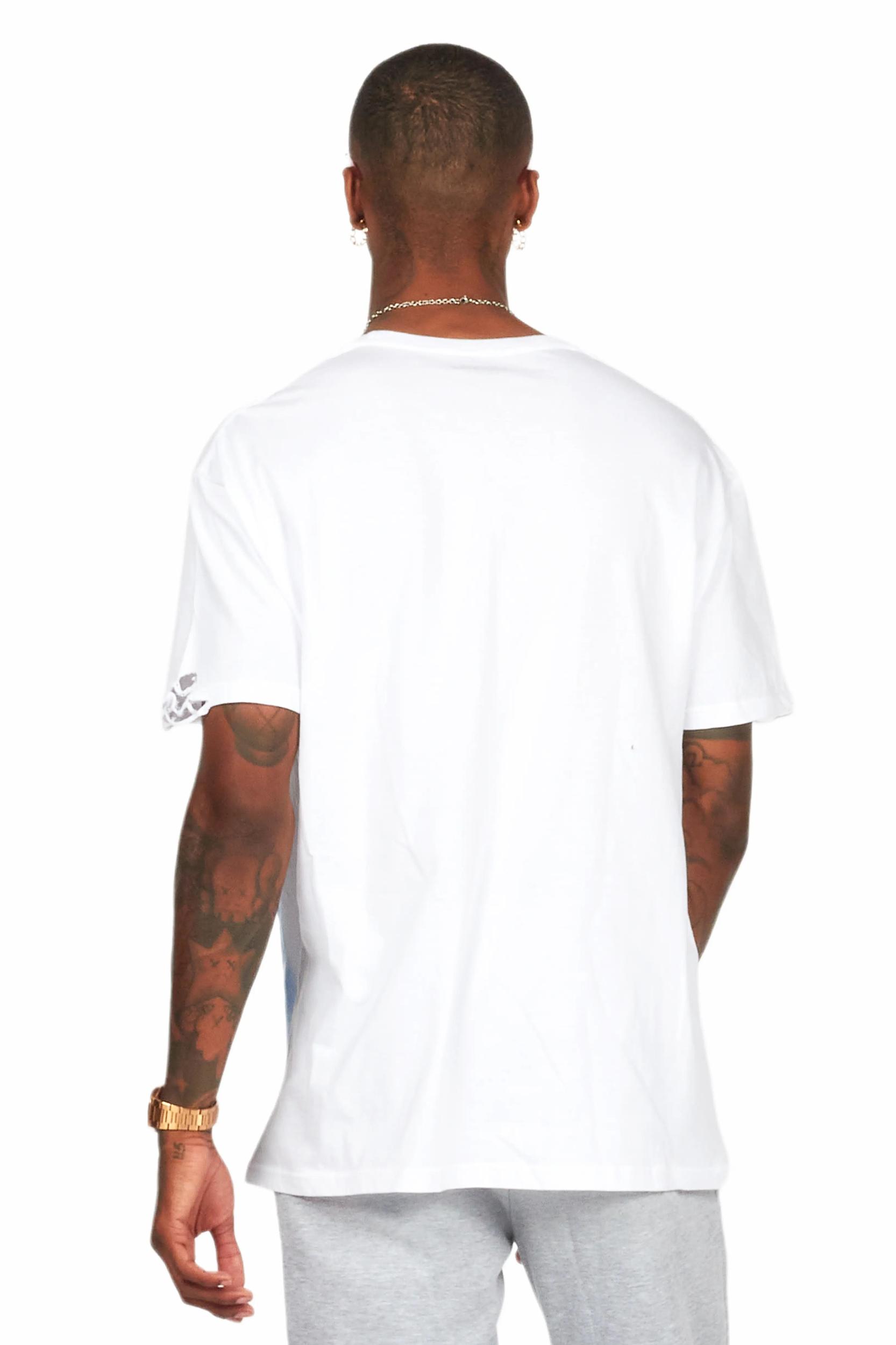 Pello White Oversized Graphic T-Shirt Male Product Image