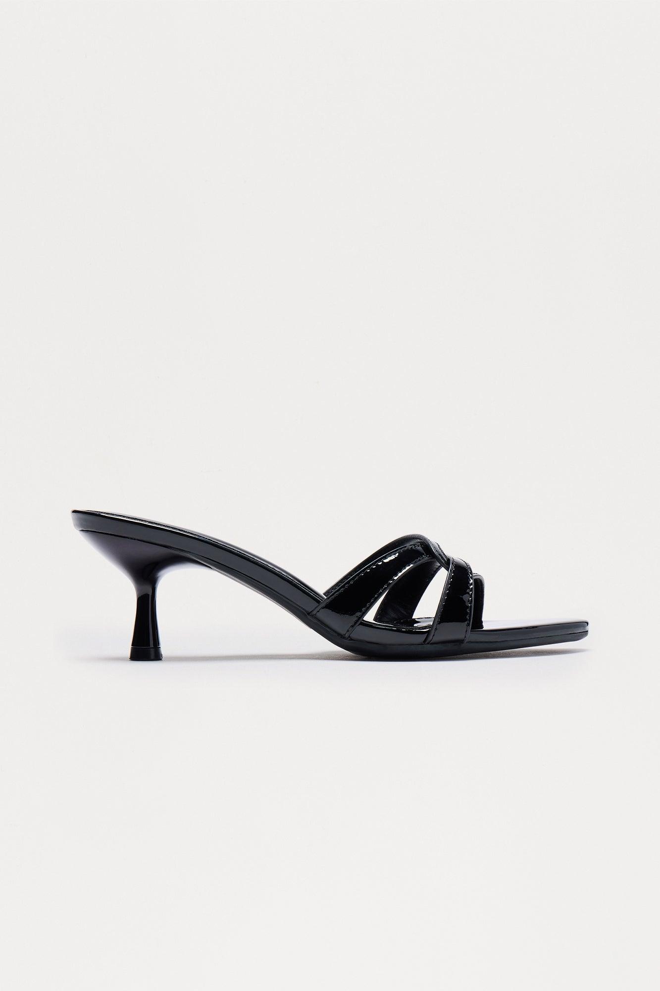 Sachi Faux Patent Mules - Black Female Product Image