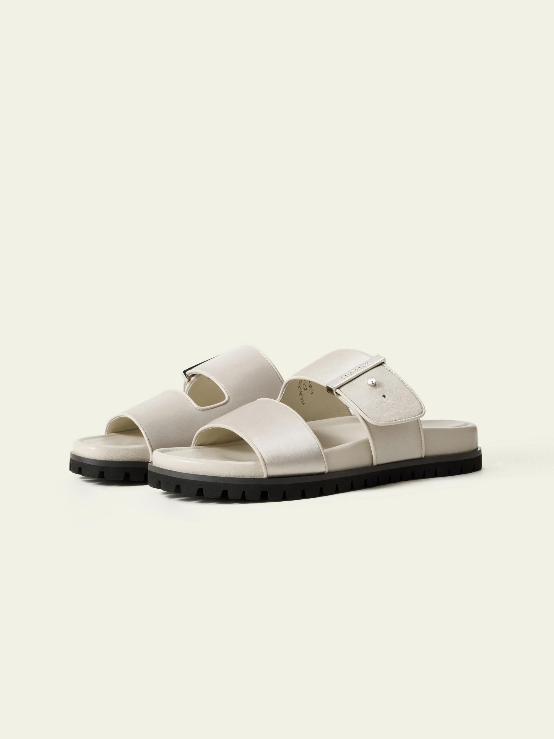 Silk Charmeuse Double-Strap Flat Sandals Product Image