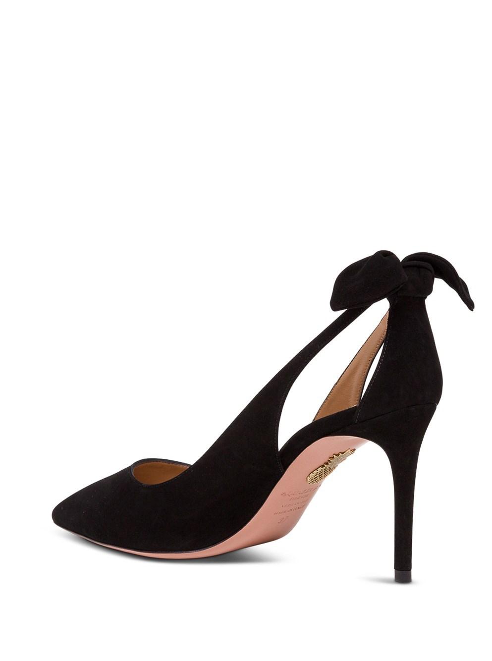 AQUAZZURA Bow Tie 85 Suede Pumps In Black Product Image