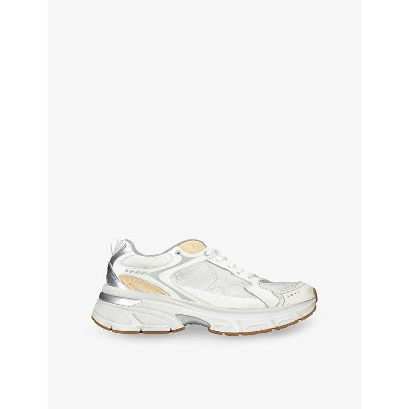 GOLDEN GOOSE Lightstar Leather Net And Suede Upper Sneakers With Tpu Star Net Heel In White Product Image