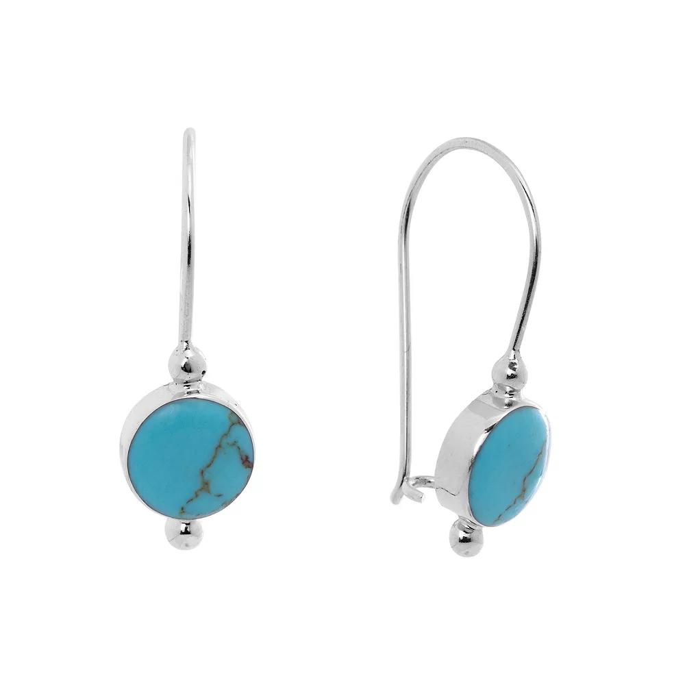 Main and Sterling Sterling Silver Round Fixed Wire Earrings, Women's, Sterling Blue Product Image
