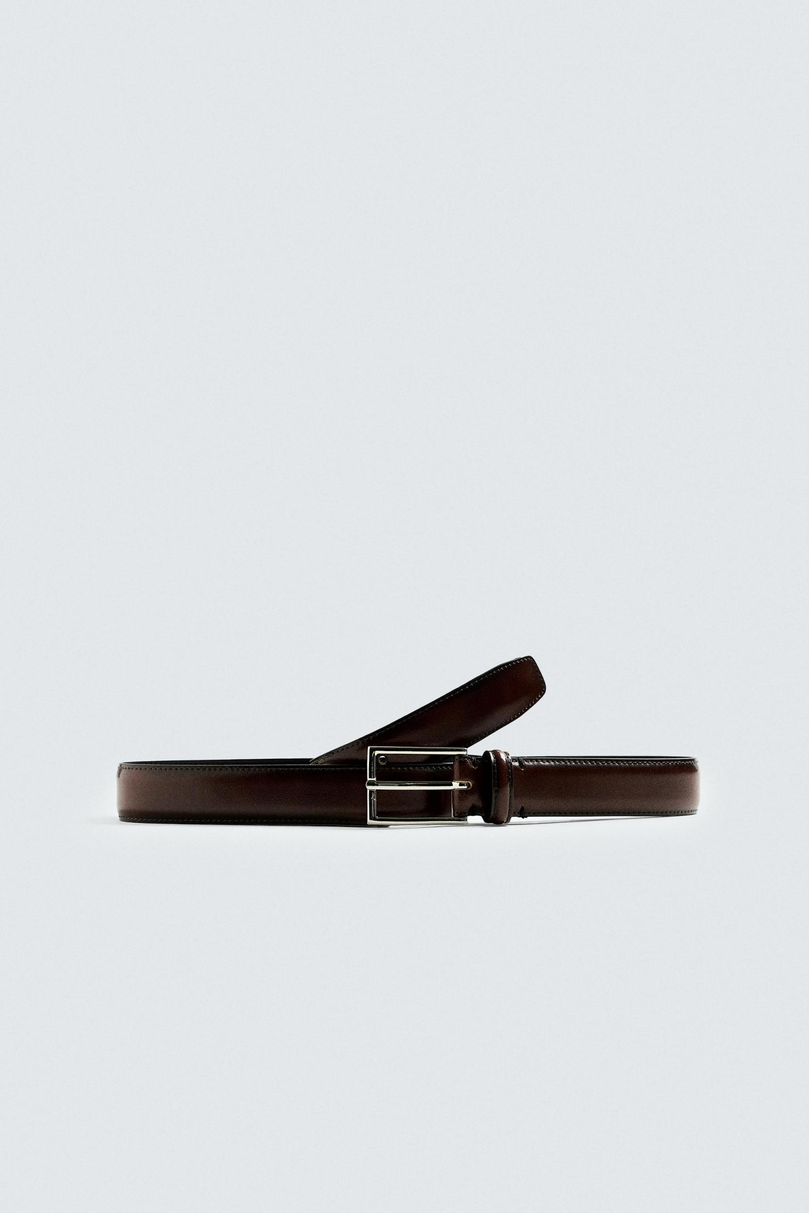 TOPSTITCHED LEATHER BELT Product Image