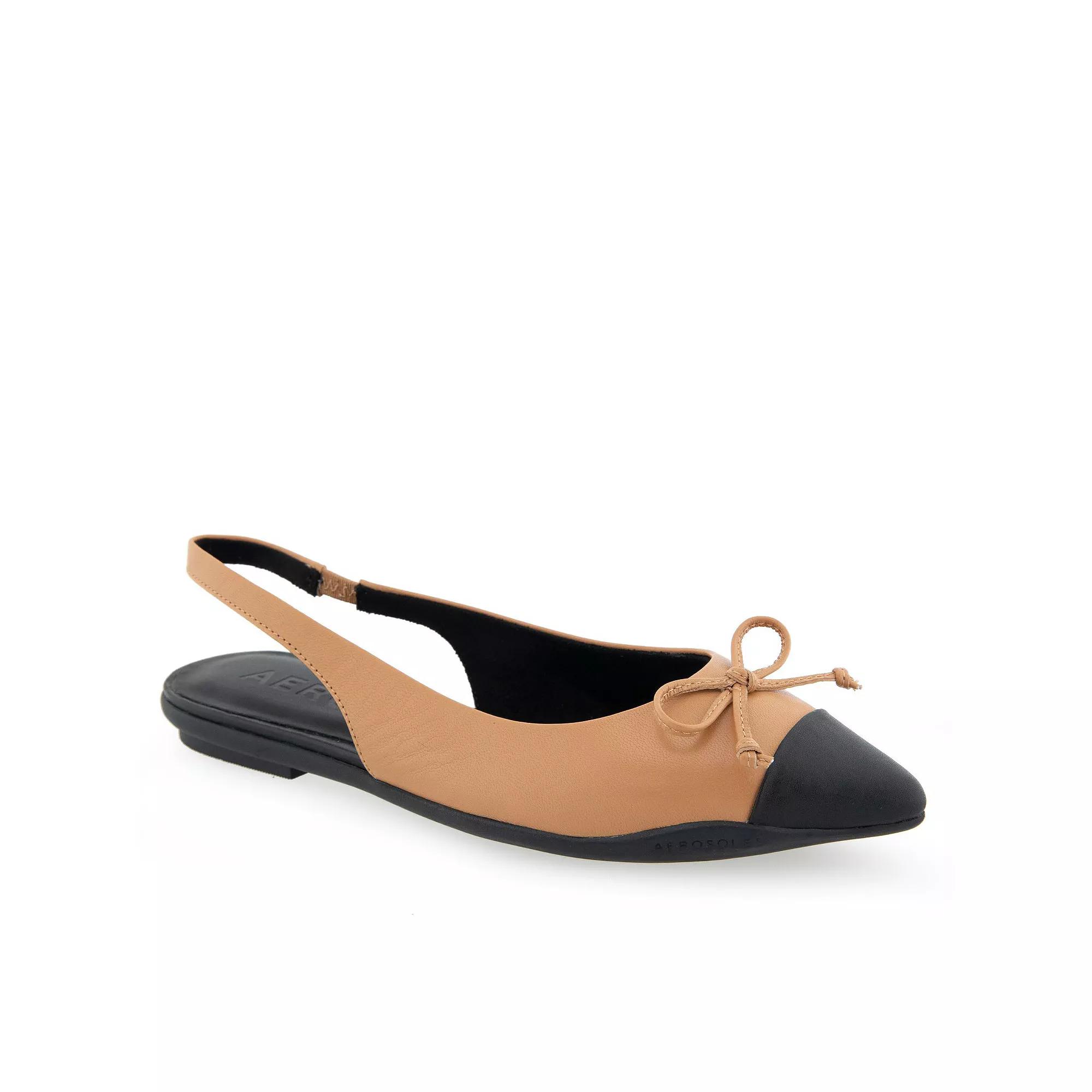 Aerosoles Donna Women's Slingback Leather Ballet Flats, Size: 10, Doe Leather Product Image