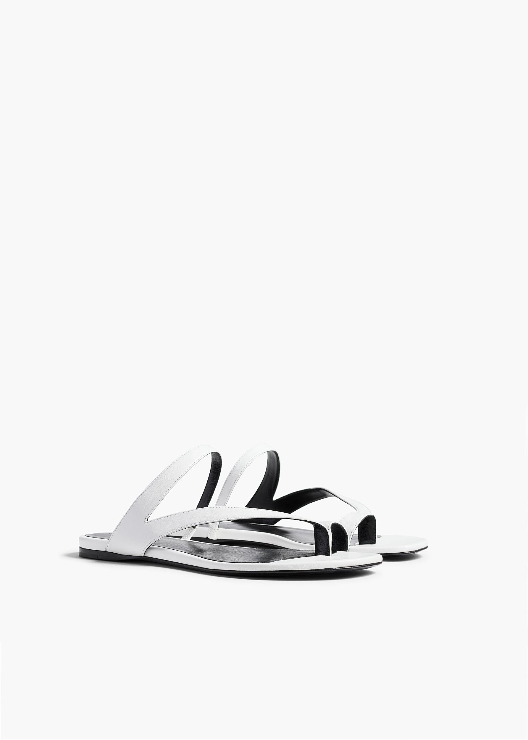 Aimee Flat Sandal in Optic White Leather Product Image