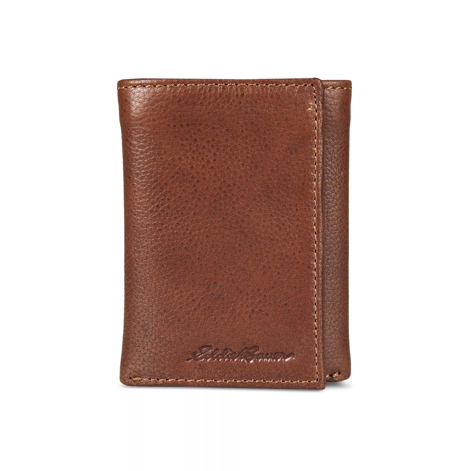Men's Eddie Bauer Logo Leather Trifold Wallet Product Image