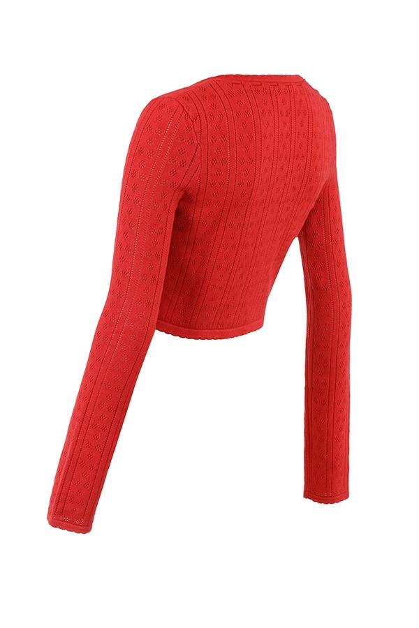 Perla  cherry ribbed knit top - sale Product Image
