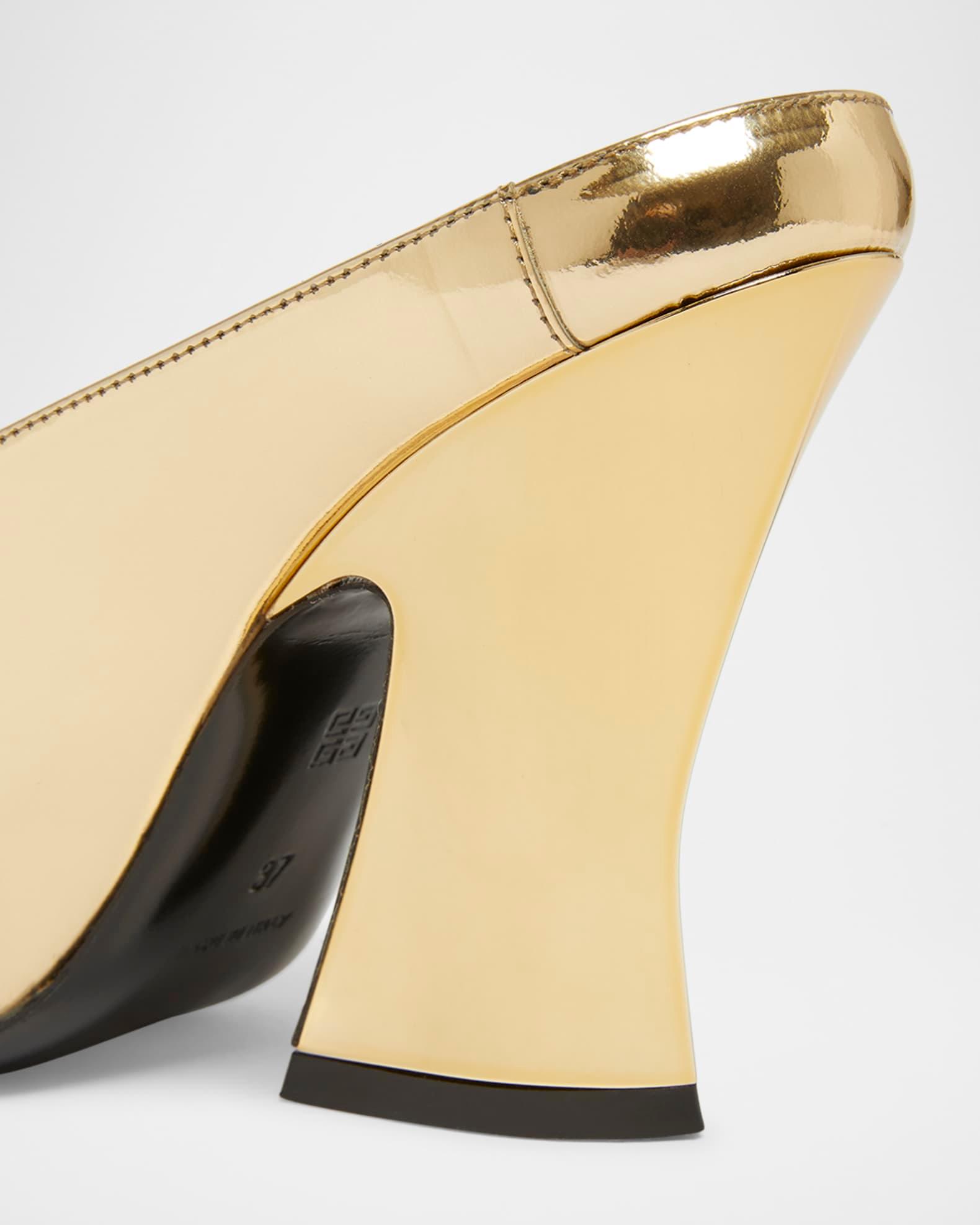 Metallic Leather Sculpted Block-Heel Mules Product Image