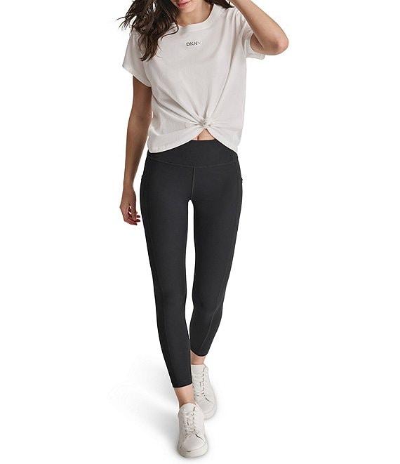 DKNY by Donna Karan Crew Neck Short Sleeve Knot Front Tee Shirt Product Image