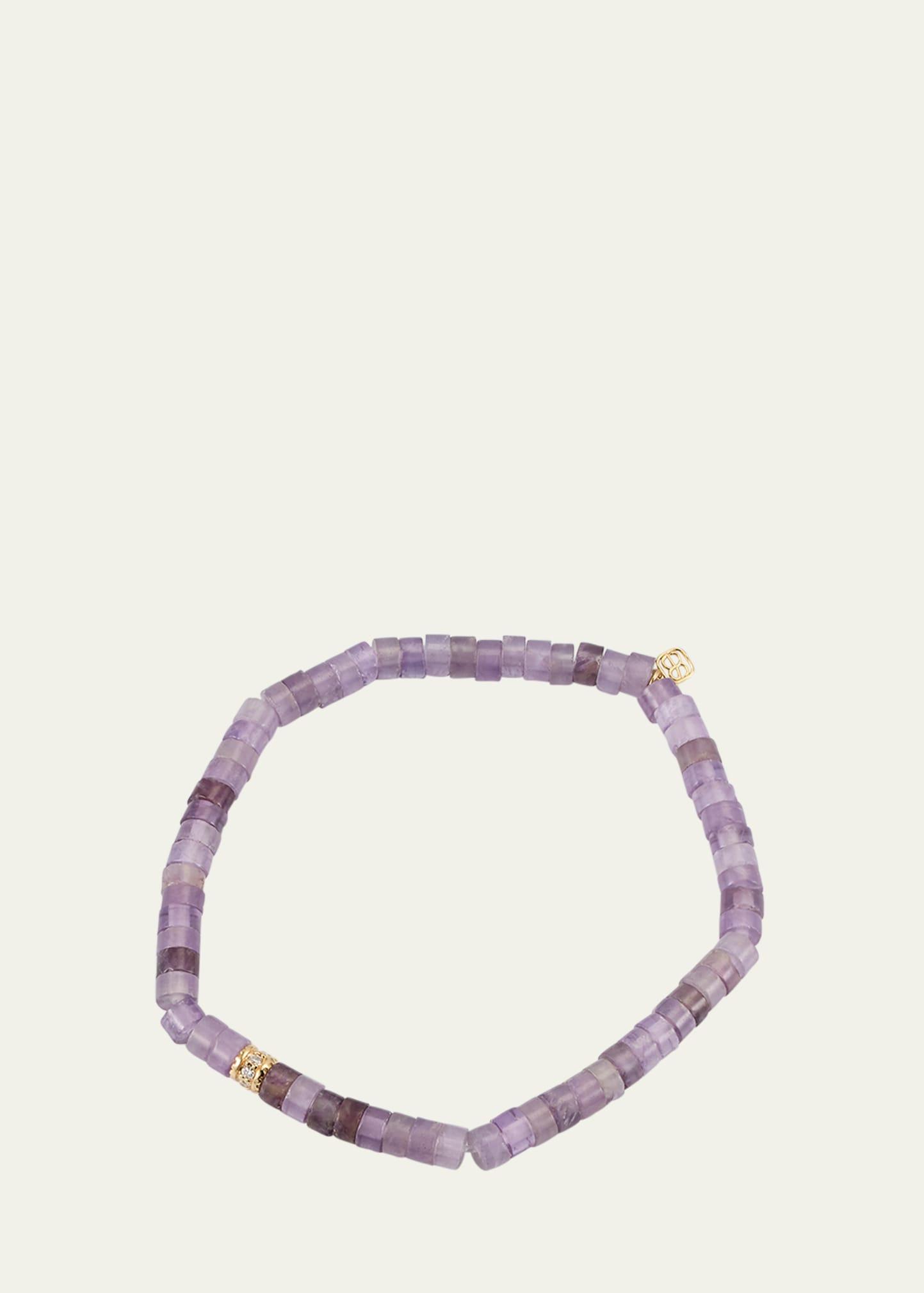 Womens Under The Sea 14K Yellow Gold, 0.07 TCW Diamond & Amethyst Beaded Stretch Bracelet Product Image