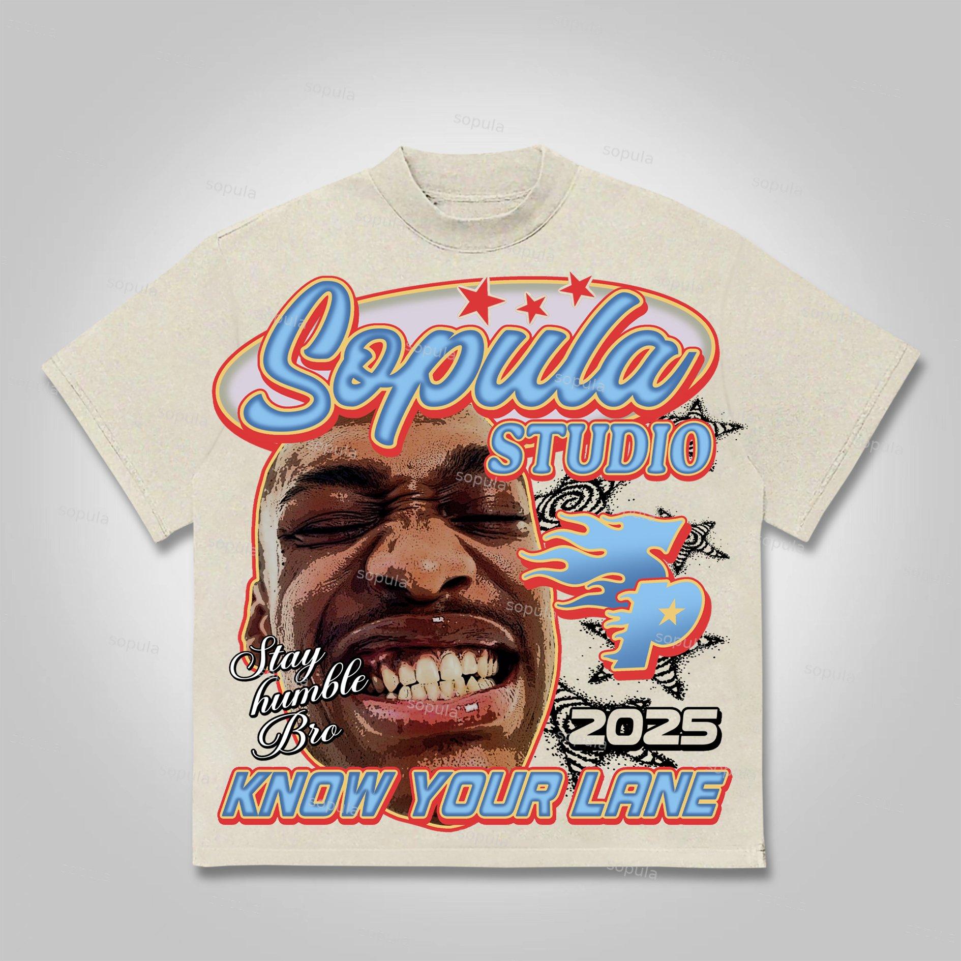 Sopula 2025 Stay Humble, Bro Vintage Street Head Graphic Cotton T-shirt Product Image