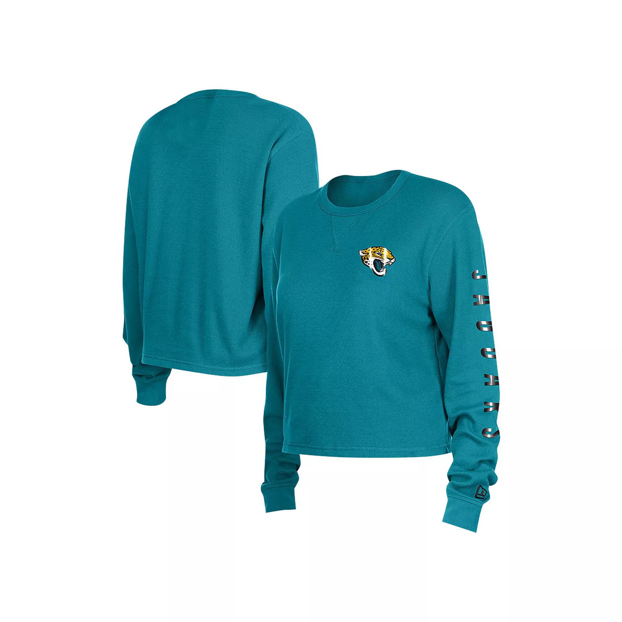 Women's New Era Teal Jacksonville Jaguars Thermal Crop Long Sleeve T-Shirt,  Product Image
