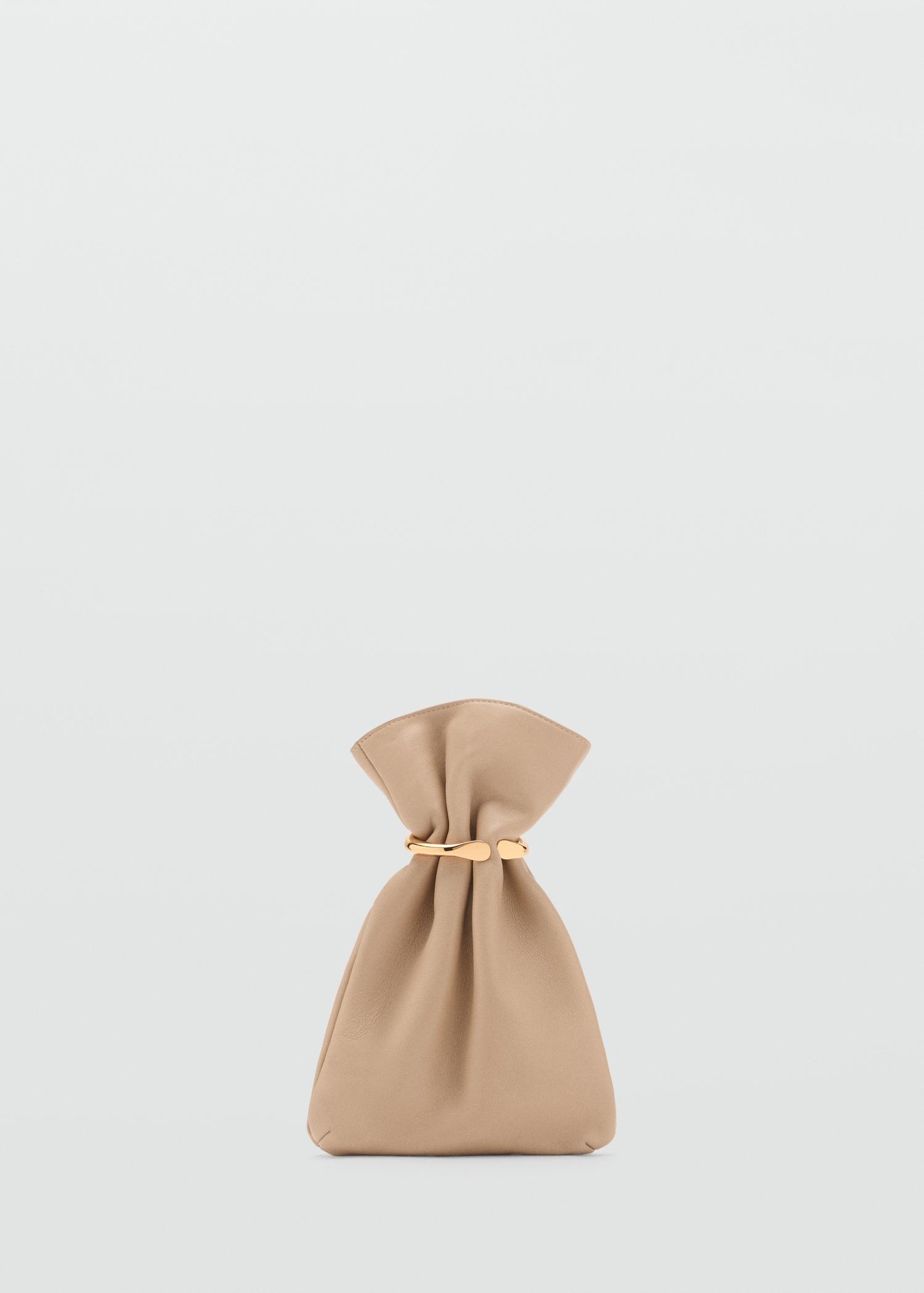 Leather sack-style bag with metallic detail - Women | MANGO USA Product Image