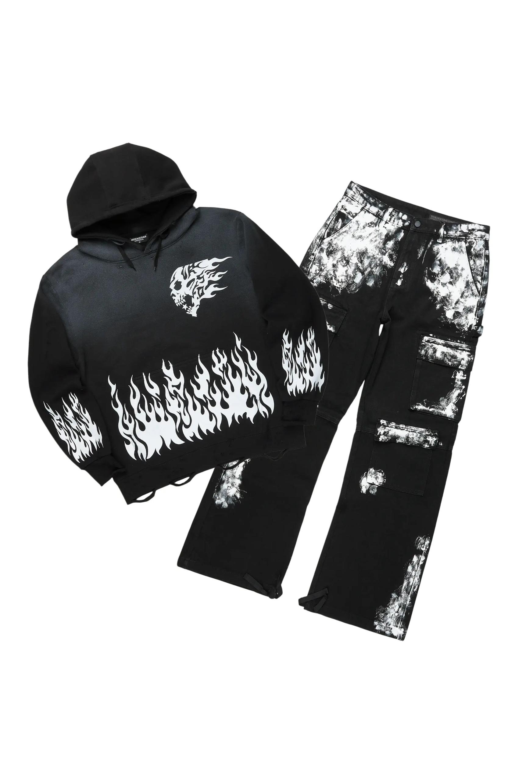 Bubble Black Hoodie & Baha Baggy Fit Jean Bundle Male Product Image