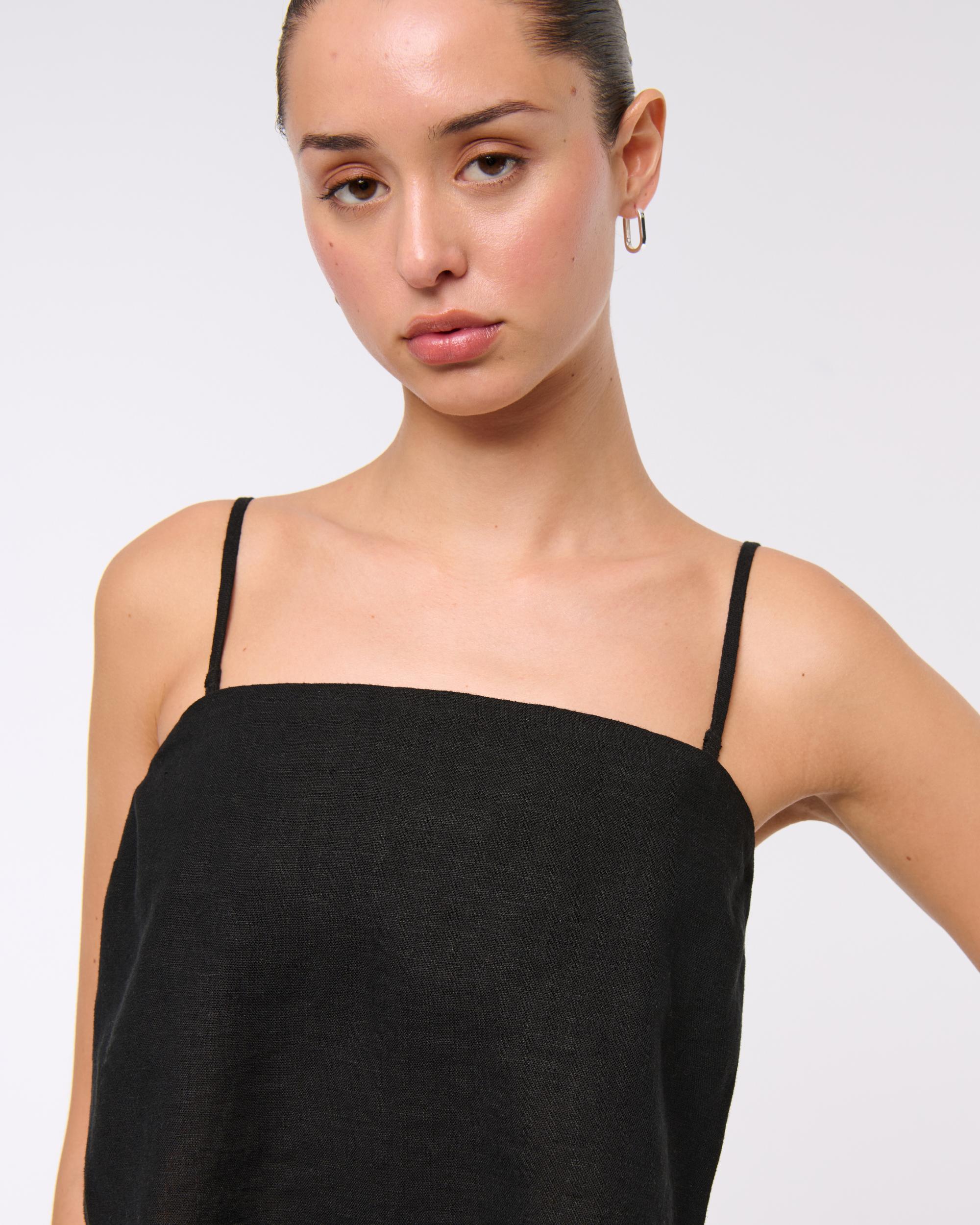 Linen-Blend Strapless Scarf Top Product Image