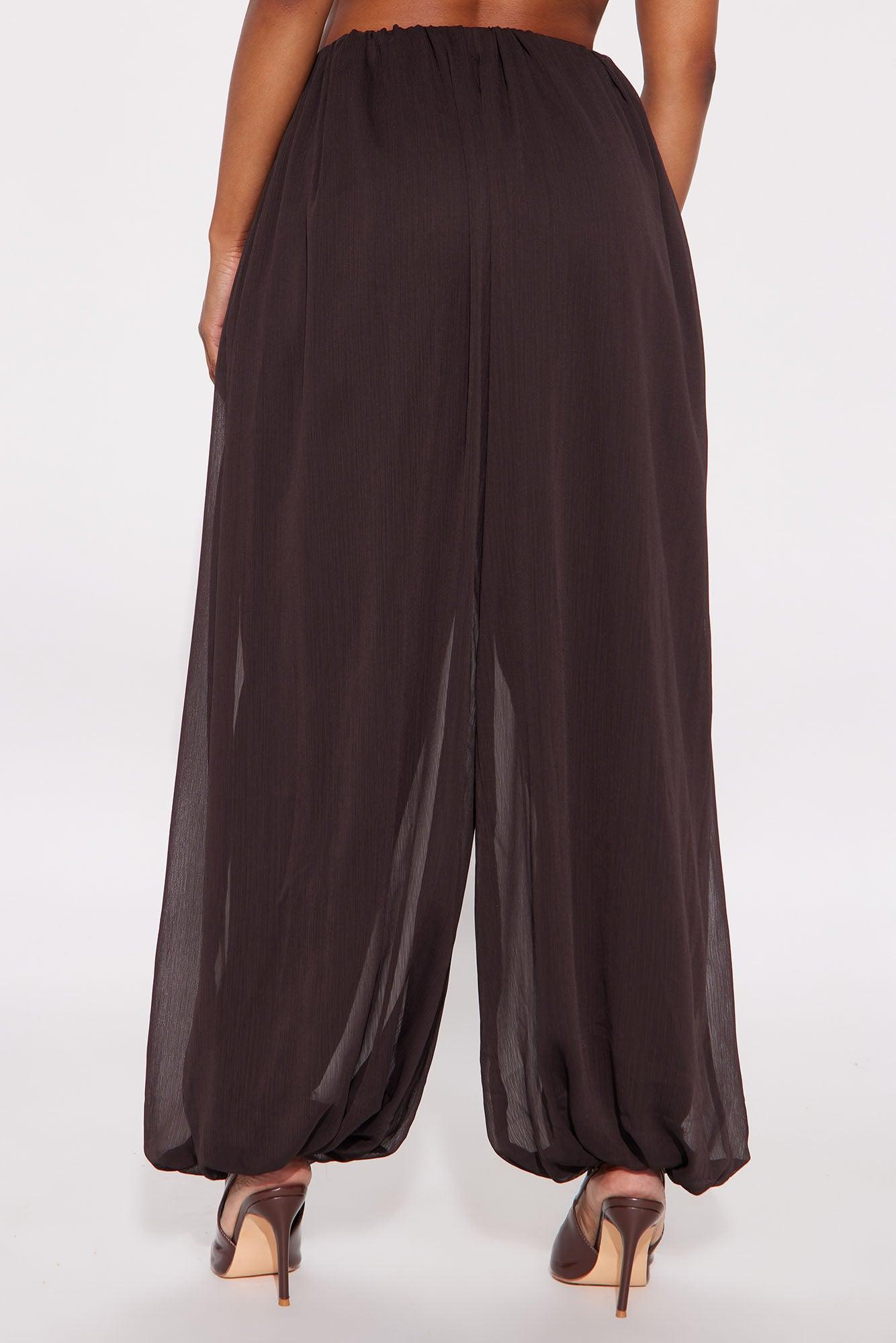 Stella Chiffon Balloon Pants 29″ - Chocolate Female Product Image
