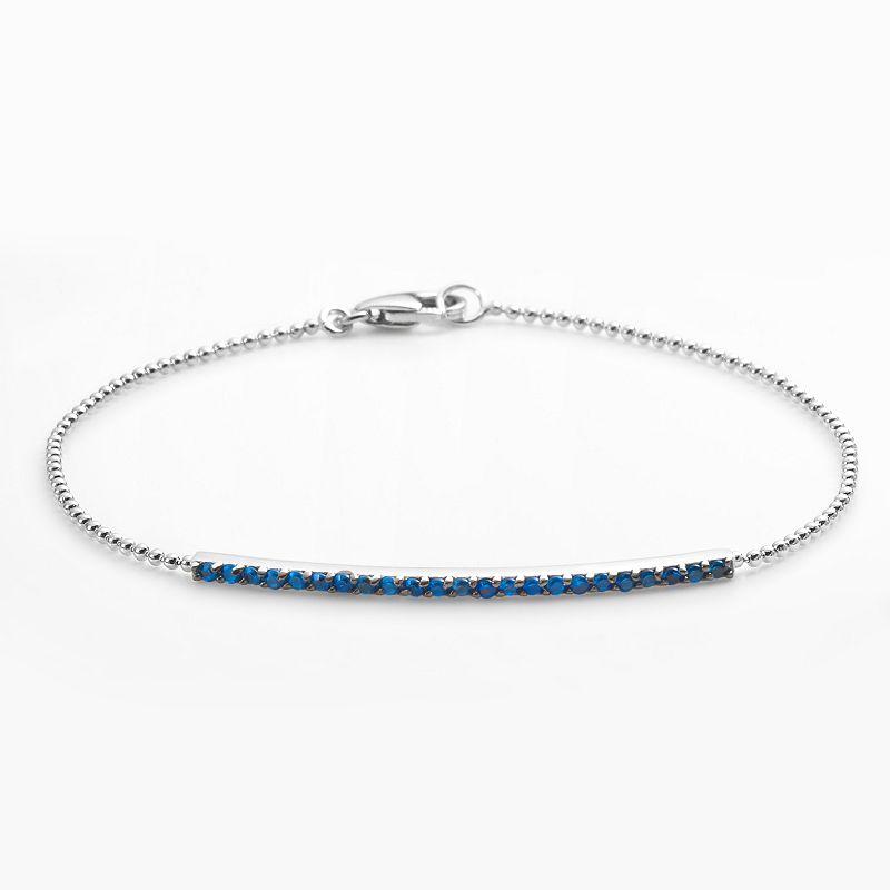 Sophie Miller Sterling Silver Blue Cubic Zirconia Bar Link Bracelet, Women's, Size: 7" Product Image