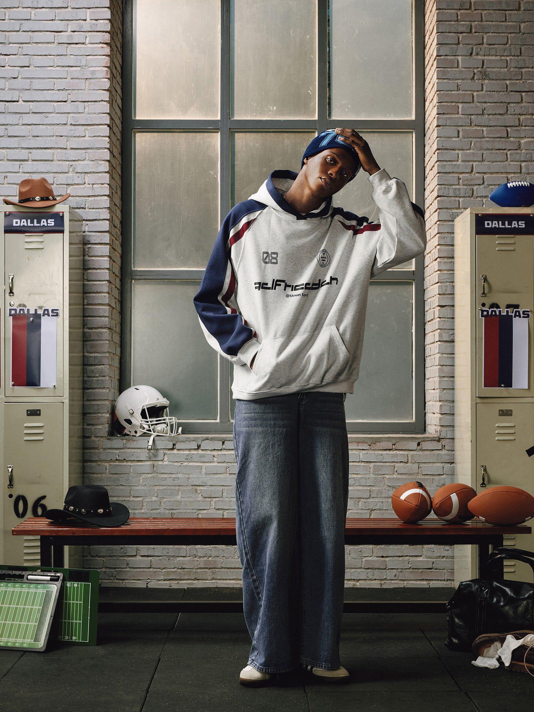 Aelfric Eden Color Blocking Stripe Hoodie Product Image