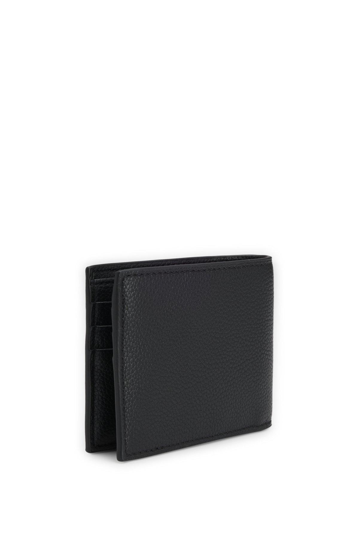 BOSS - Grained faux-leather wallet with logo and signature stripe - Black Product Image