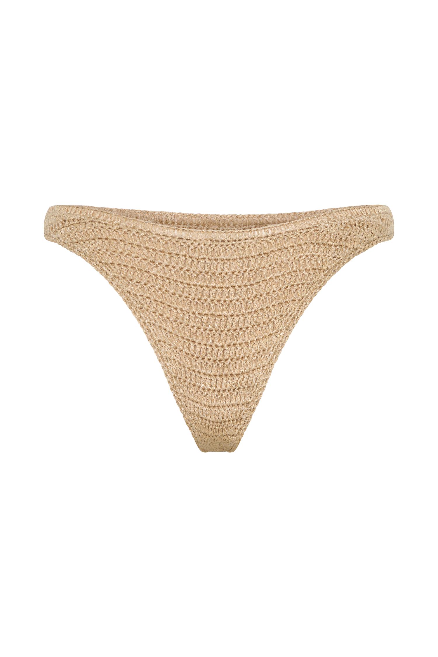 Skye Floral Crochet Tie Up Bikini Bottom - Gold Product Image
